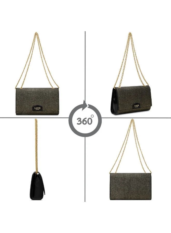 Lavie  Luxe Women's Glam Lauren Flap Sling (Black) for Women | Best Price UAE